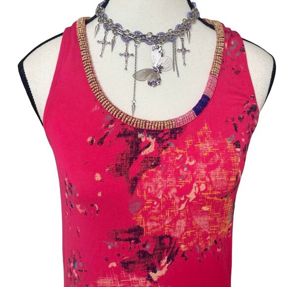 Y2K 2000'S MISS ME FLORAL BEADED CROCHET KNIT TOP MEDIUM - Picture 3 of 8